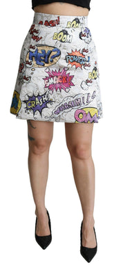 Dolce & Gabbana White Cartoon Brocade A-line High Waist Skirt -   -  Dolce & Gabbana.